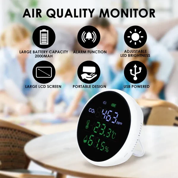 Wall-Mount Indoor Air Quality Monitor with CO2 Detection - Image 3