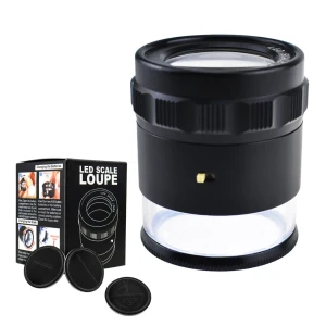 Magnifier Loupe with 10x Magnification, 8 LED Lights, 20x Scale +4 Reticles
