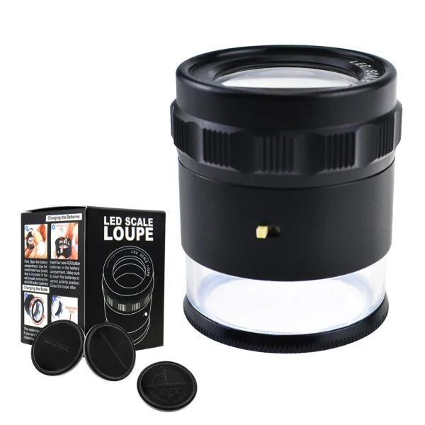 Magnifier Loupe with 10x Magnification, 8 LED Lights, 20x Scale +4 Reticles