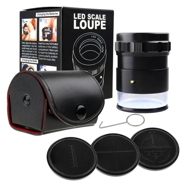 Magnifier Loupe with 10x Magnification, 8 LED Lights, 20x Scale +4 Reticles - Image 3