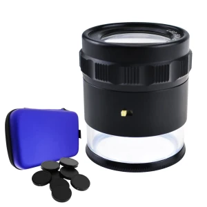 Magnifier Scale Loupe with 10x Magnification and 8 LED Lights + 9 Reticles