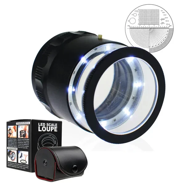 Magnifier Scale Loupe 10x Magnification with 8 LED Light 20mm - Image 3
