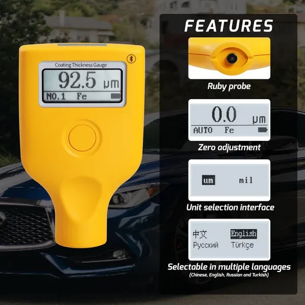 Paint Thickness Meter Mil Coating Depth Gauge Tester with Fe/N - Image 4