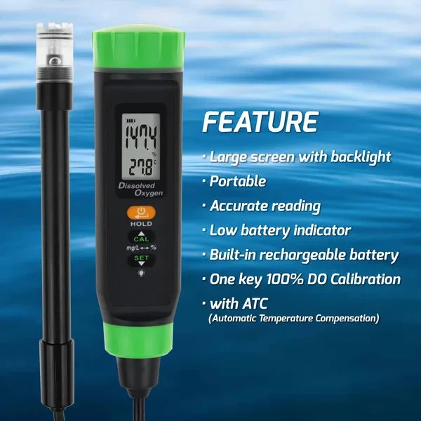 Digital Rechargeable DO Meter Dissolved Oxygen Tester with Floating Probe - Image 5