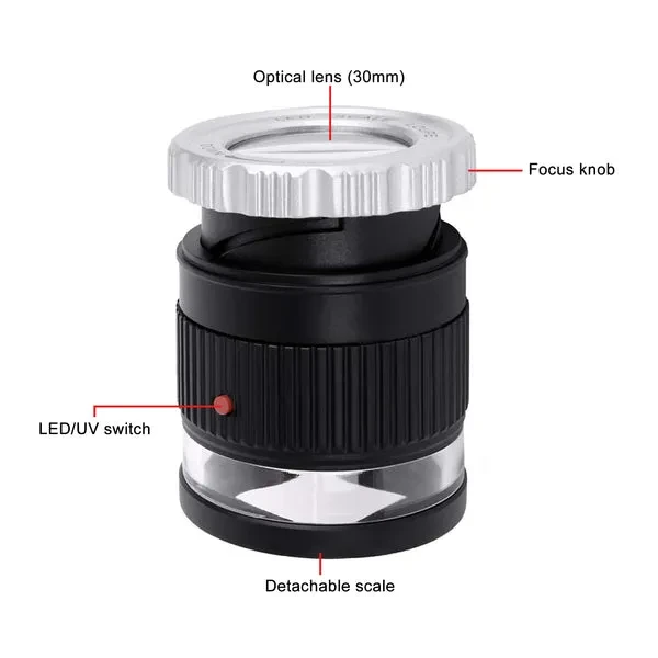 Scale Loupe Magnifier with LED and UV Illumination (10x Magnification) - Image 7