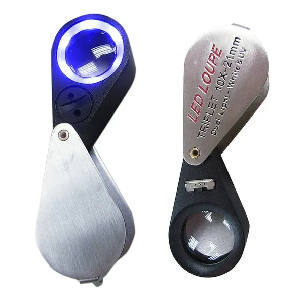 Jeweler Loupe with LED & UV Light (10X, 21mm)