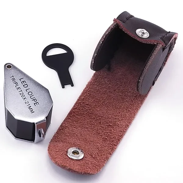Jeweler Loupe Magnifier with 20X Magnification and LED Light - Image 3
