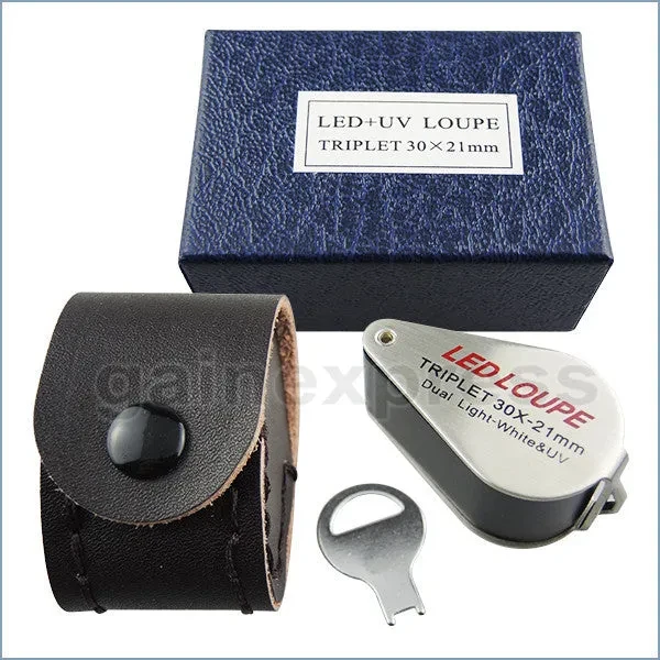 Mini 30X Jeweler Loupe with LED and UV Light, 21mm Lens - Image 6