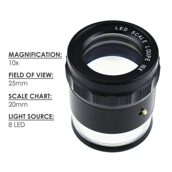 Magnifier Scale Loupe 10x Magnification with 8 LED Light 20mm - Image 13