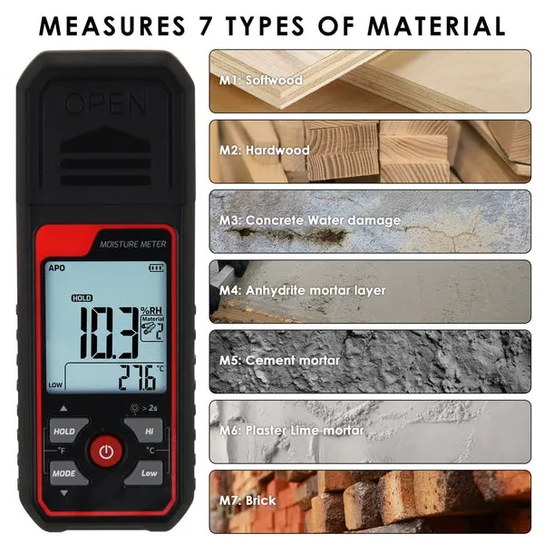 Handheld Pin Type Moisture Meter with Visual Humidity Detection - Image 10