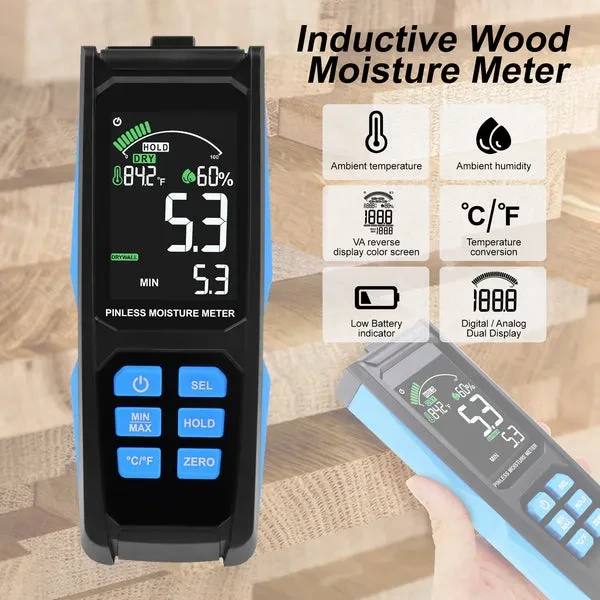 Non-Destructive Digital Moisture Meter with Colored LCD Screen - Image 2