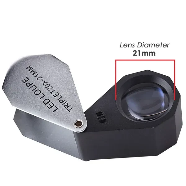 Jeweler Loupe Magnifier with 20X Magnification and LED Light - Image 6