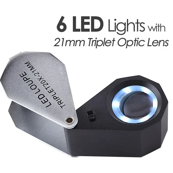 Jeweler Loupe Magnifier with 20X Magnification and LED Light - Image 8