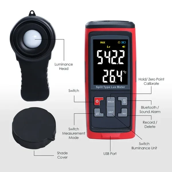 Split Type Digital Light Lux Meter with Temperature Measurement - Image 6