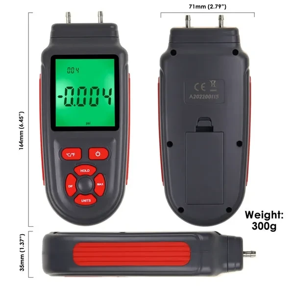 Handheld Manometer for Dual Differential Digital Gas Pressure Testing - Image 3