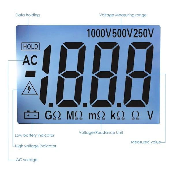 Digital Insulation Tester Resistance Meter (250V / 500V / 1000V) - Image 6