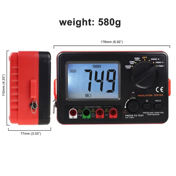 Digital Insulation Tester Resistance Meter (250V / 500V / 1000V) - Image 4