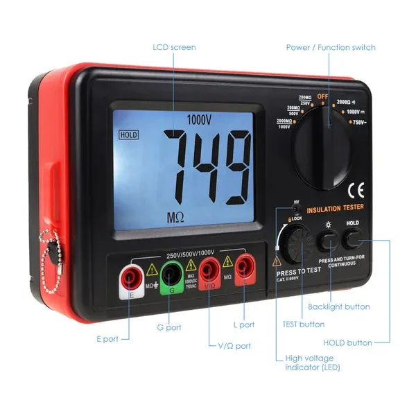 Digital Insulation Tester Resistance Meter (250V / 500V / 1000V) - Image 7