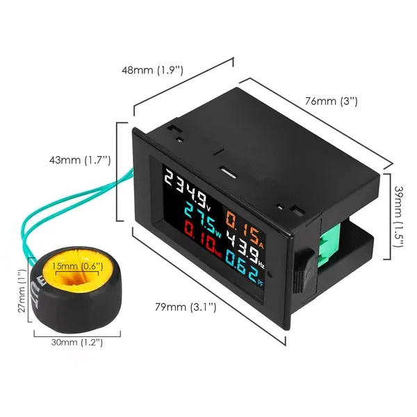 Digital 6-in-1 AC Multi-Function Monitor for AC Voltage and Current - Image 3