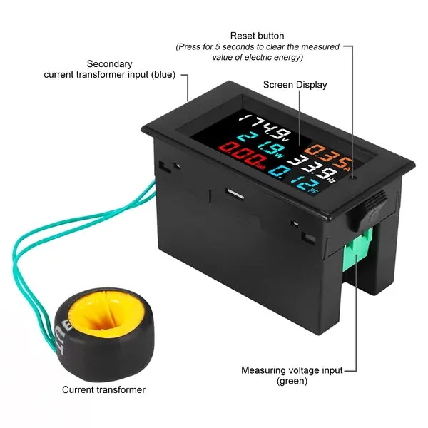 Digital 6-in-1 AC Multi-Function Monitor for AC Voltage and Current - Image 7