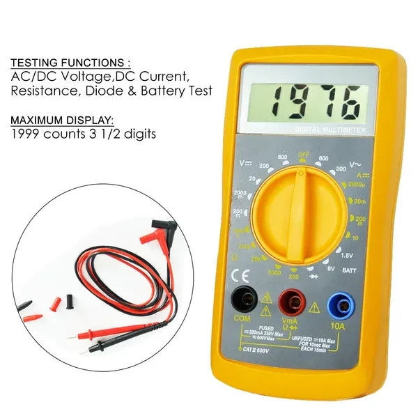 Digital Multimeter ACV/DCV, DC Current Diode Battery Test Meter - Image 15