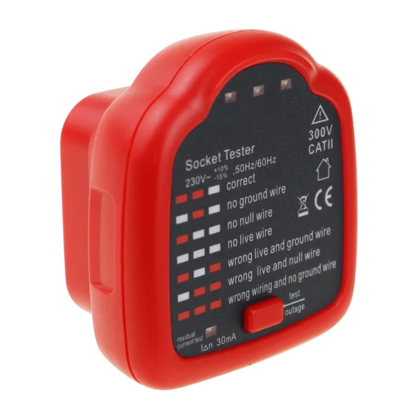 Handheld Outlet Tester with LED Light for Polarity Detection
