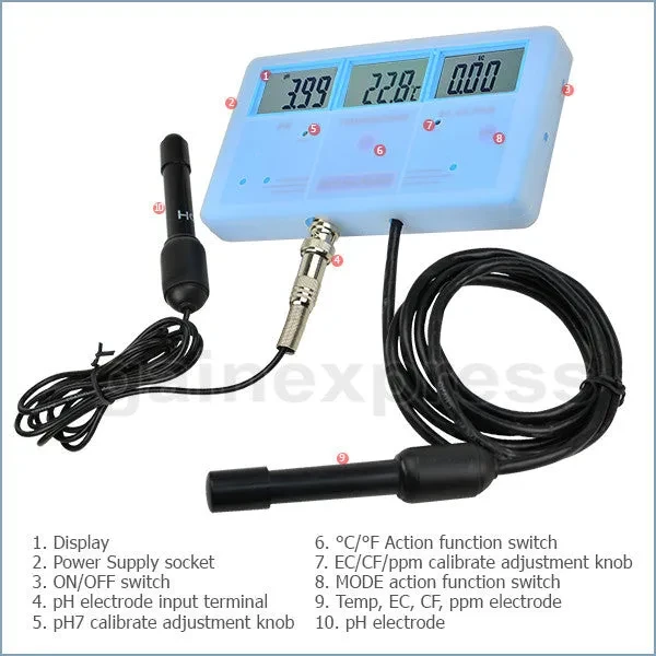 6-in-1 Multi-Function Meter Tester for EC, CF, TDS, pH, °C, °F - Image 10
