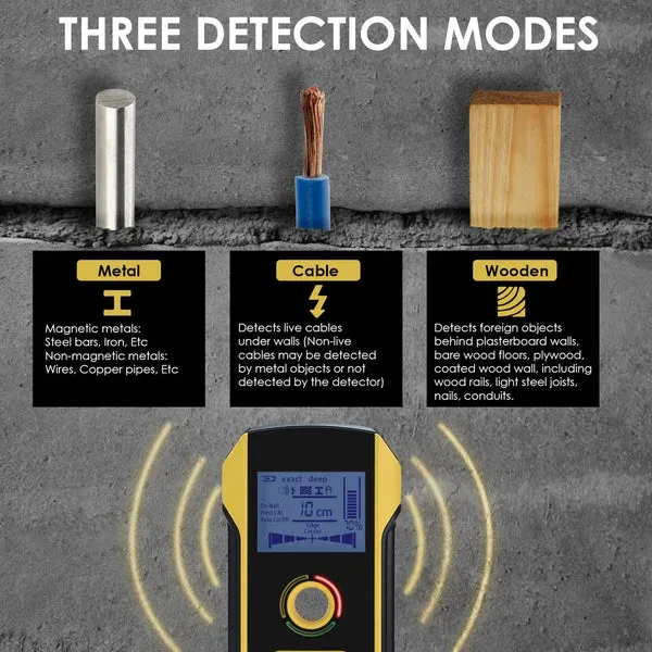 Wall Detector Stud Finder for Positioning Hole and AC Live Cable Wires - Image 7