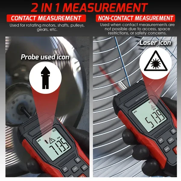 Portable 2-in-1 Tachometer with Noncontact Laser Photo Sensor - Image 6