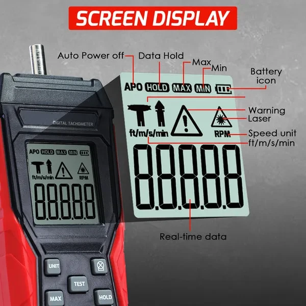 Portable 2-in-1 Tachometer with Noncontact Laser Photo Sensor - Image 8