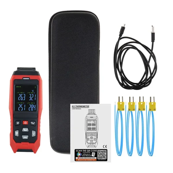 K/J Datalogger Thermocouple Thermometer (-328~2501°F, 4-Channel) - Image 11