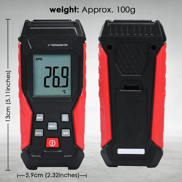 Digital K-Type Thermocouple Thermometer with Wired and Stainless Steel Probes - Image 4