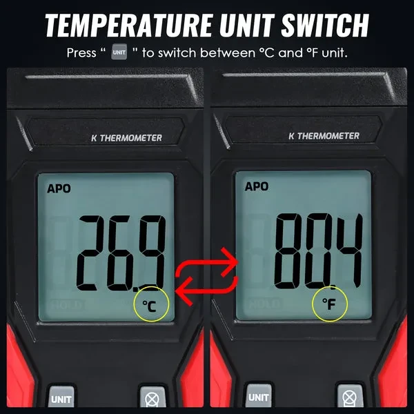 Digital K-Type Thermocouple Thermometer with Wired and Stainless Steel Probes - Image 8