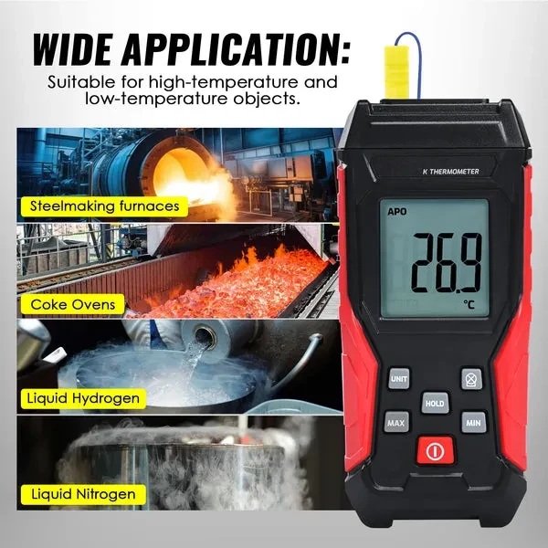 Digital K-Type Thermocouple Thermometer with Wired and Stainless Steel Probes - Image 9
