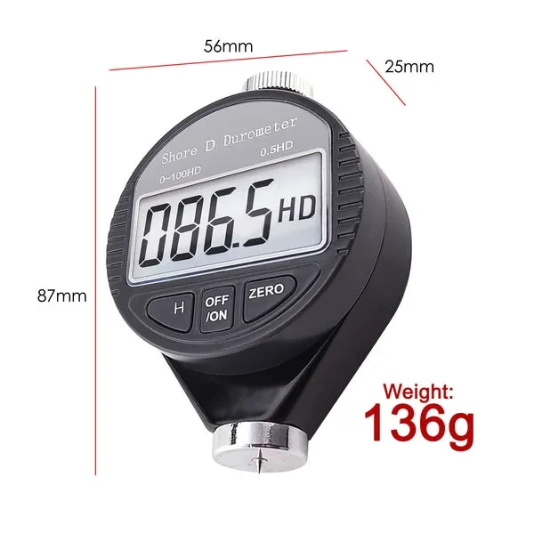 Digital Shore D Hardness Tester for Rubber, Tire, Plastic, and Flooring, 0-100HD - Image 5
