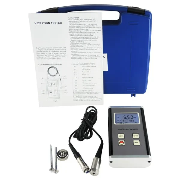Vibration Meter with Piezoelectric Sensor for Displacement, Velocity, and Acceleration - Image 8