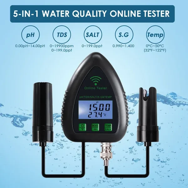 Smart 5-in-1 Water Quality Tester (pH, TDS, Salt, S.G., Temp) with WIFI - Image 3