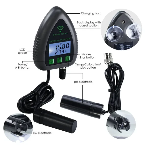 Smart 5-in-1 Water Quality Tester (pH, TDS, Salt, S.G., Temp) with WIFI - Image 6
