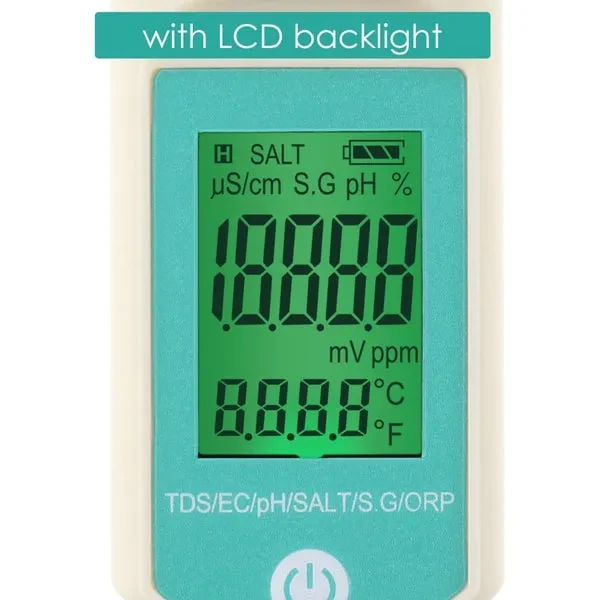 7-in-1 Pen Type Water Quality Tester (pH, TDS, EC, ORP, Salinity, SG, Temp) - Image 3