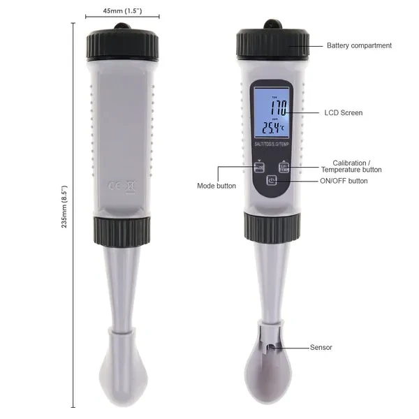 4-in-1 Water Quality Tester (TDS, Temperature, S.G., Salt Salinity) - Image 5