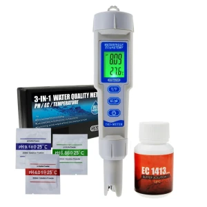 3-in-1 pH / EC / Temperature Meter ATC Waterproof Pen Type Tester