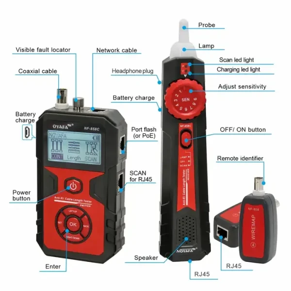 Multifunction LCD Cable Tester with Cable Continuity Testing, RJ11/RJ45/BNC/USB Tracing, and Anti-Interference - Image 5