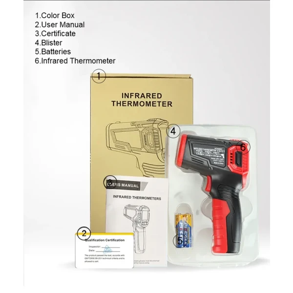 Infrared Thermometer for Non-Contact Temperature Measurement in Kitchens (-50°C - +800°C) - Image 2