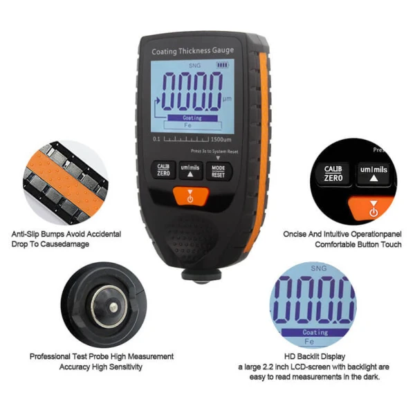 Car Paint Coating Thickness Gauge, Measures 0-1500µm for Fe & NFe Surfaces - Image 9