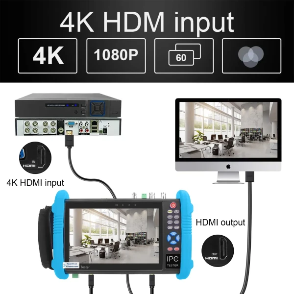 All-in-One 7-Inch Camera Tester with CVI, TVI, AHD, 8MP EX-SDI, HD-SDI, and 3G-SDI Support - Image 7