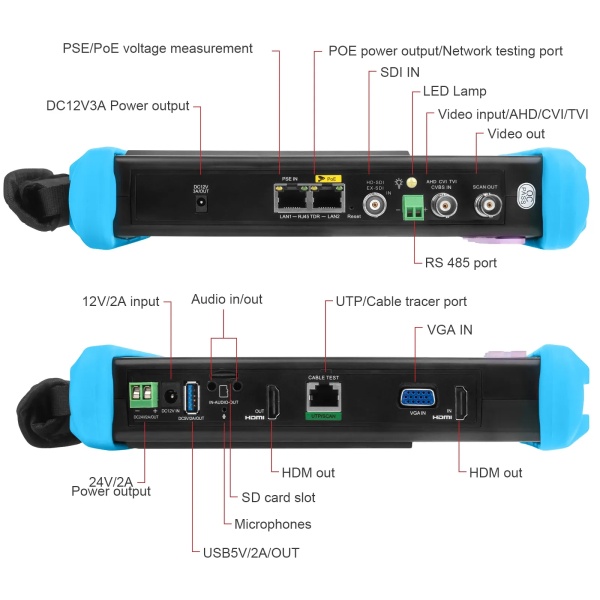 All-in-One 7-Inch Camera Tester with CVI, TVI, AHD, 8MP EX-SDI, HD-SDI, and 3G-SDI Support - Image 4