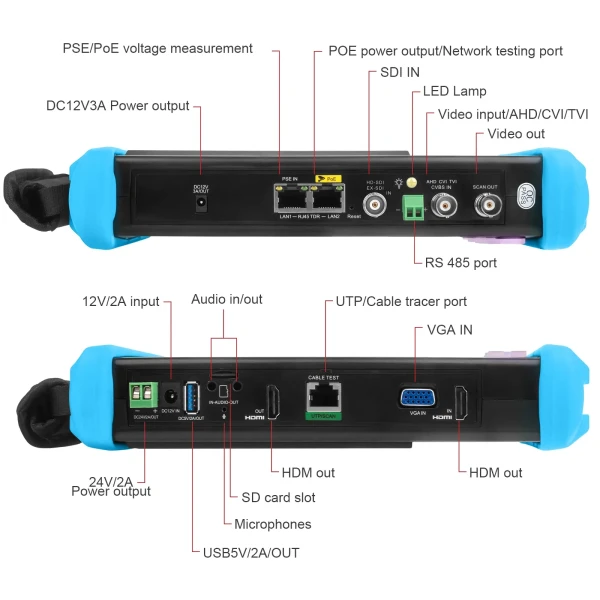 All-in-One 7-Inch Camera Tester with CVI, TVI, AHD, 8MP EX-SDI, HD-SDI, and 3G-SDI Support - Image 4
